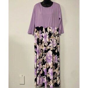 NWT Dunea Purple Maxi Dress Floral Print Skirt XXL